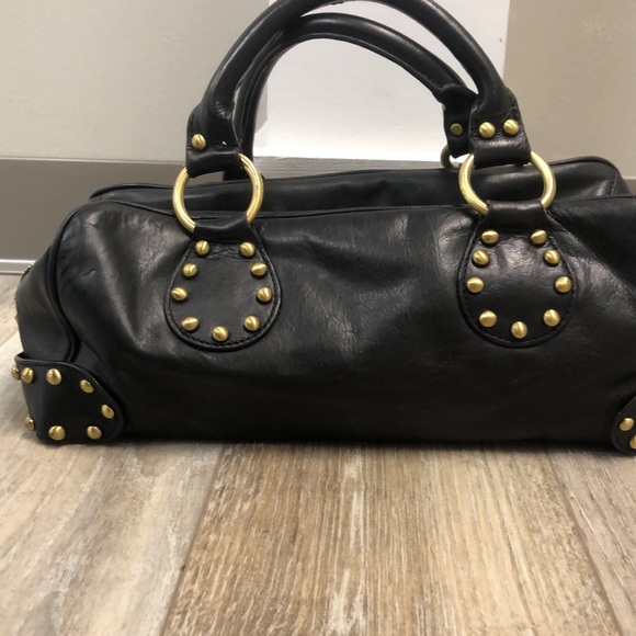 Authentic VTG Kooba Black Leather Studded Handbag - Picture 7 of 11